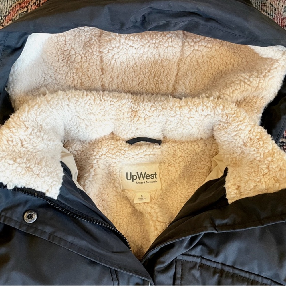 UpWest Slate Gray Puffer Coat with Cream Lining - Picture 3 of 9